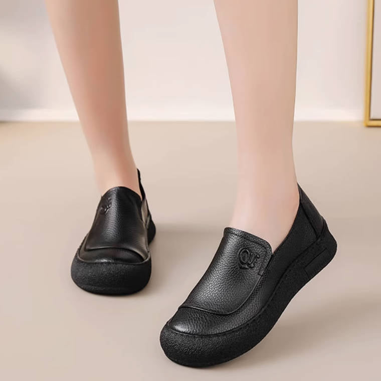 Top Leather Retro Soft Sole Everyday Comfy Flat Slip-On Shoes