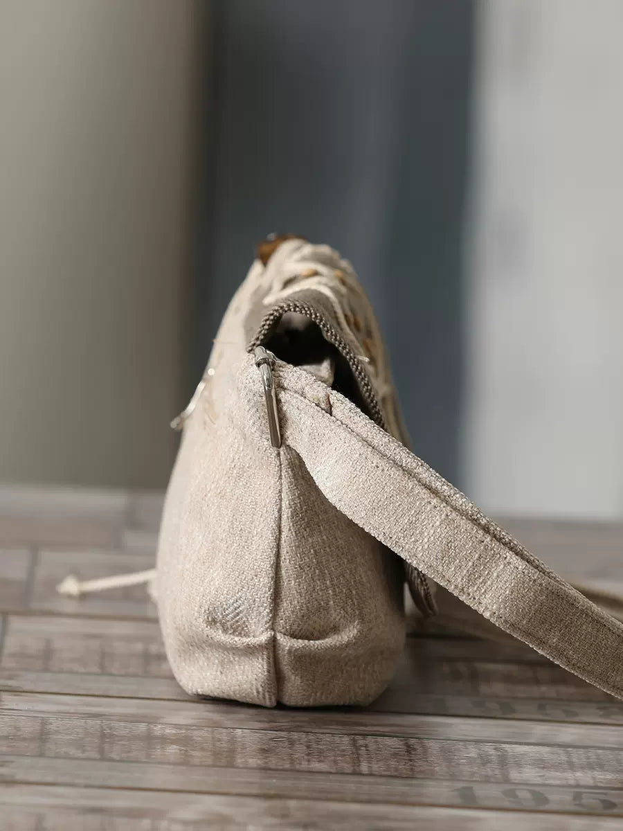 Babakud Cotton and Linen Flower Mini Shoulder Bag