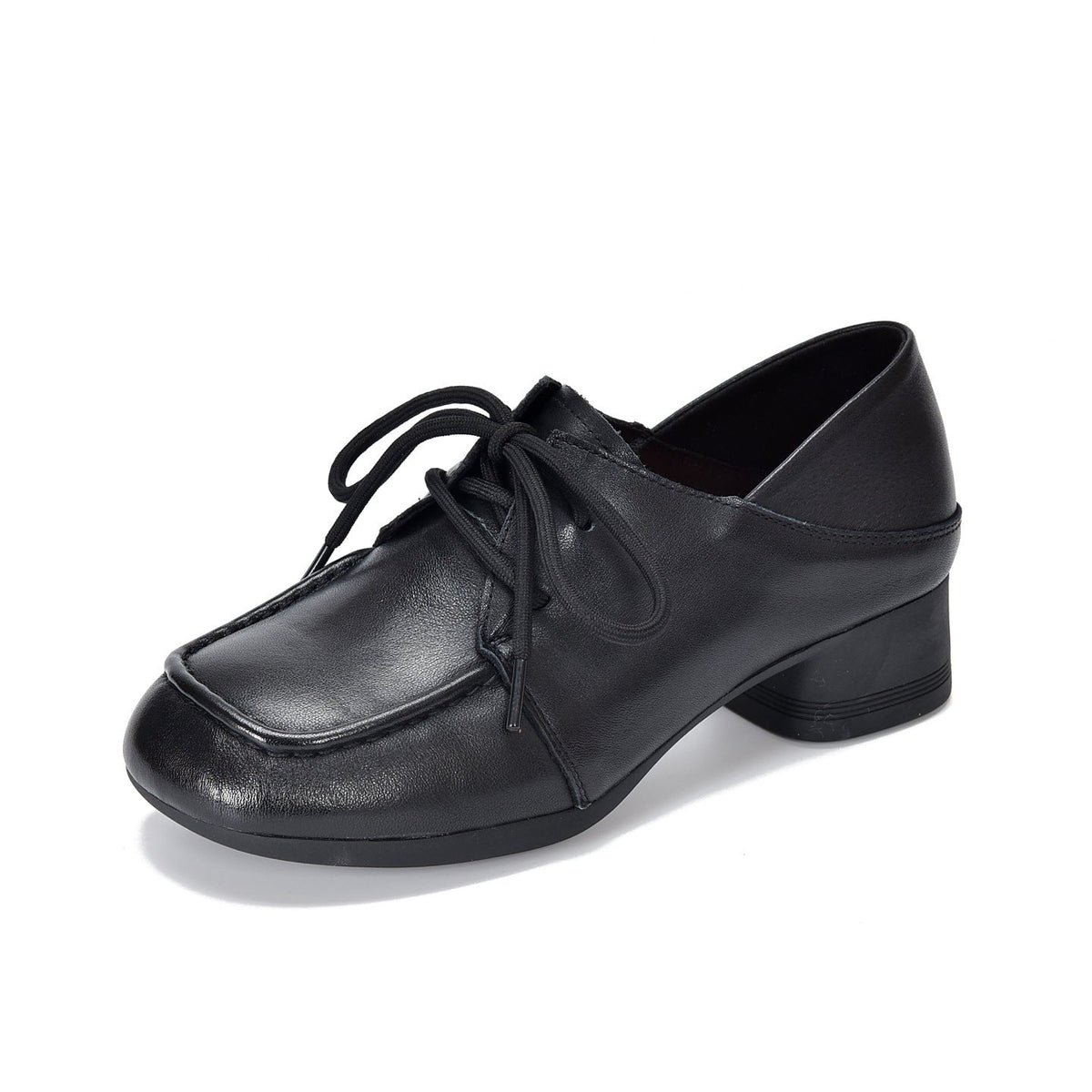 Spring Leather Elegant Low Heels Lace-Up Casual Soft Sole Shoes