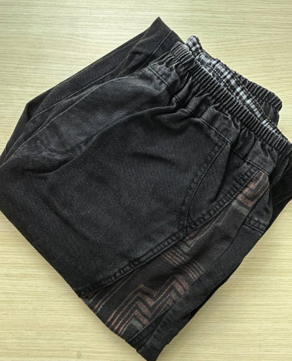 Women Black Casual Denim Elastic Waisted P-ants