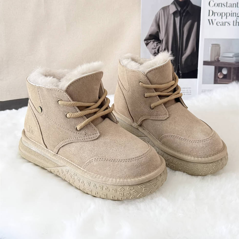 Winter Leather Sueded Fashion Trendy Woolen Slip-On Warm Boots