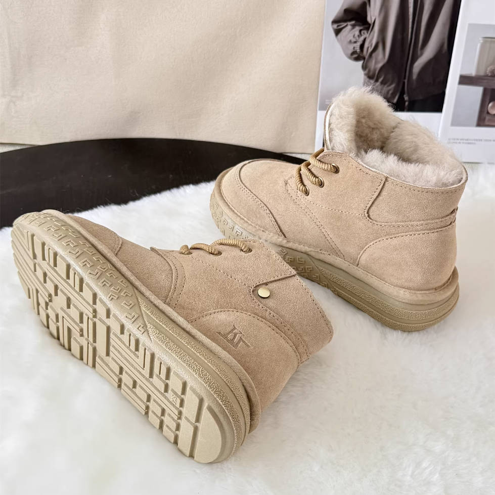 Winter Leather Sueded Fashion Trendy Woolen Slip-On Warm Boots