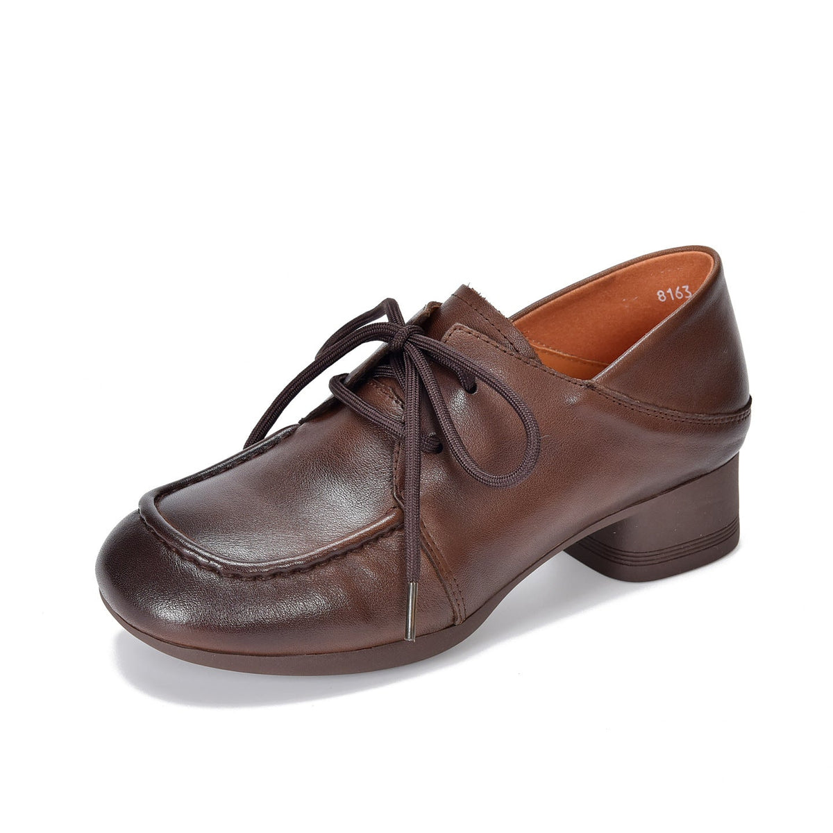Spring Leather Elegant Low Heels Lace-Up Casual Soft Sole Shoes
