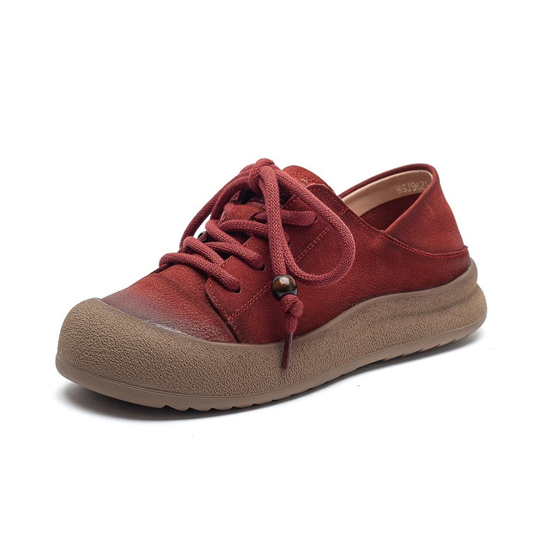 Trendy Chic Leather Casual Lace-Up Beadwork Flat Shoes