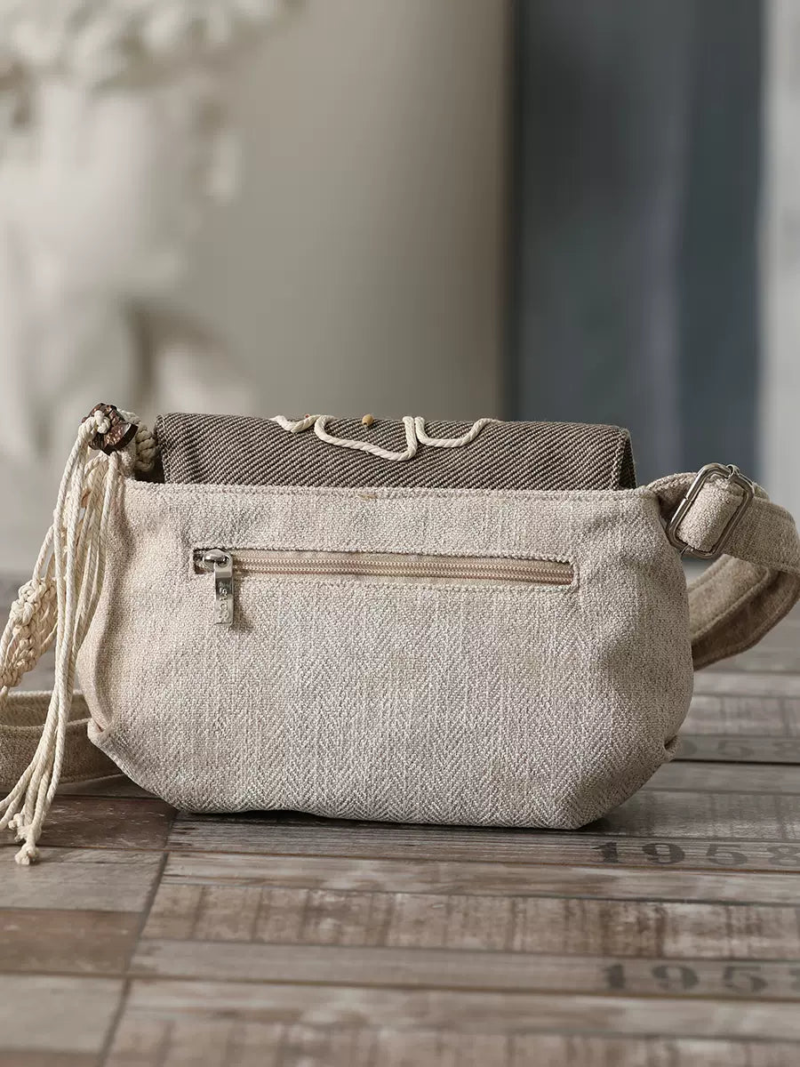 Babakud Cotton and Linen Flower Mini Shoulder Bag