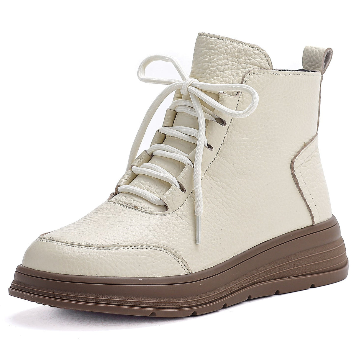 Casual Leather Thick Soft Sole Lace-Up Versatile Ankle Boots