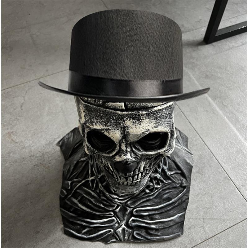 Halloween Moving Mouth Skull Mask Full Head Bone