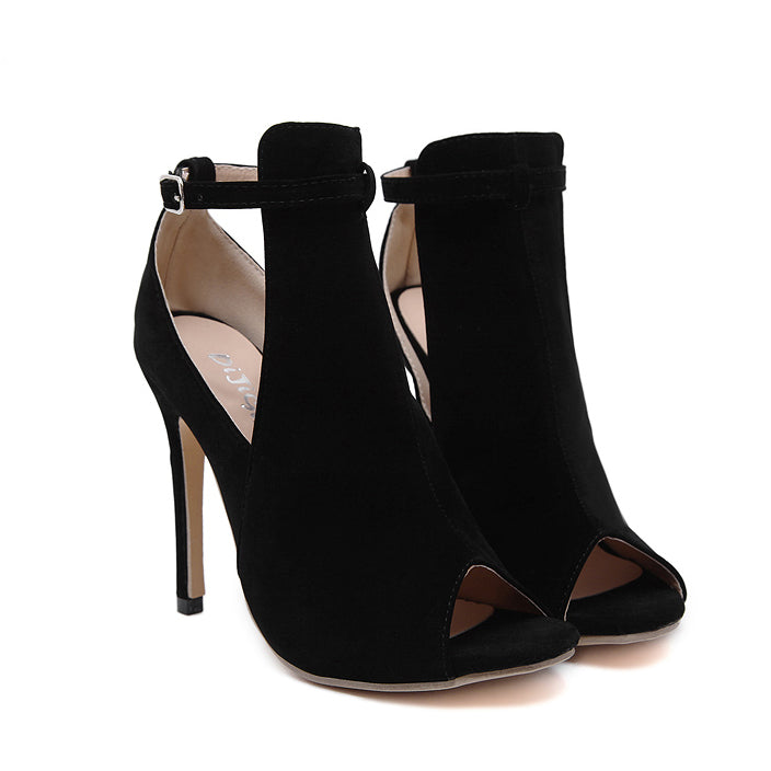 PEEP TOE CUT OUT SUPER STILETTO HIGH HEELS SANDALS