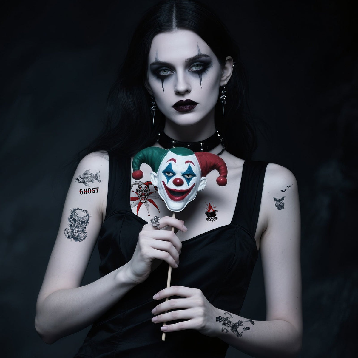 Halloween Joker Face Tattoo Sticker For Girls Party
