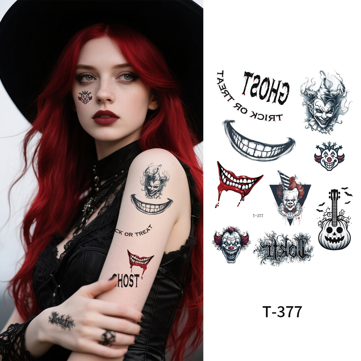 Halloween Joker Face Tattoo Sticker For Girls Party
