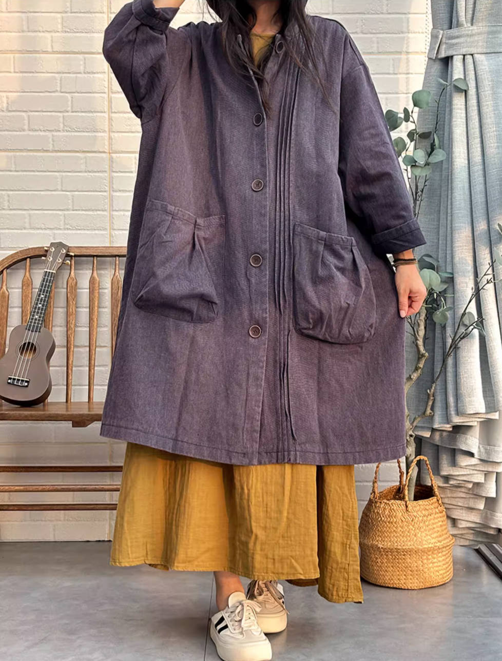 Casual Cotton Plus Size Loose Hoodies Big Pockets Long Coat