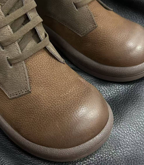 Women Vintage Slip-on Genuine Top-grain Leather Ankle Martin Boots