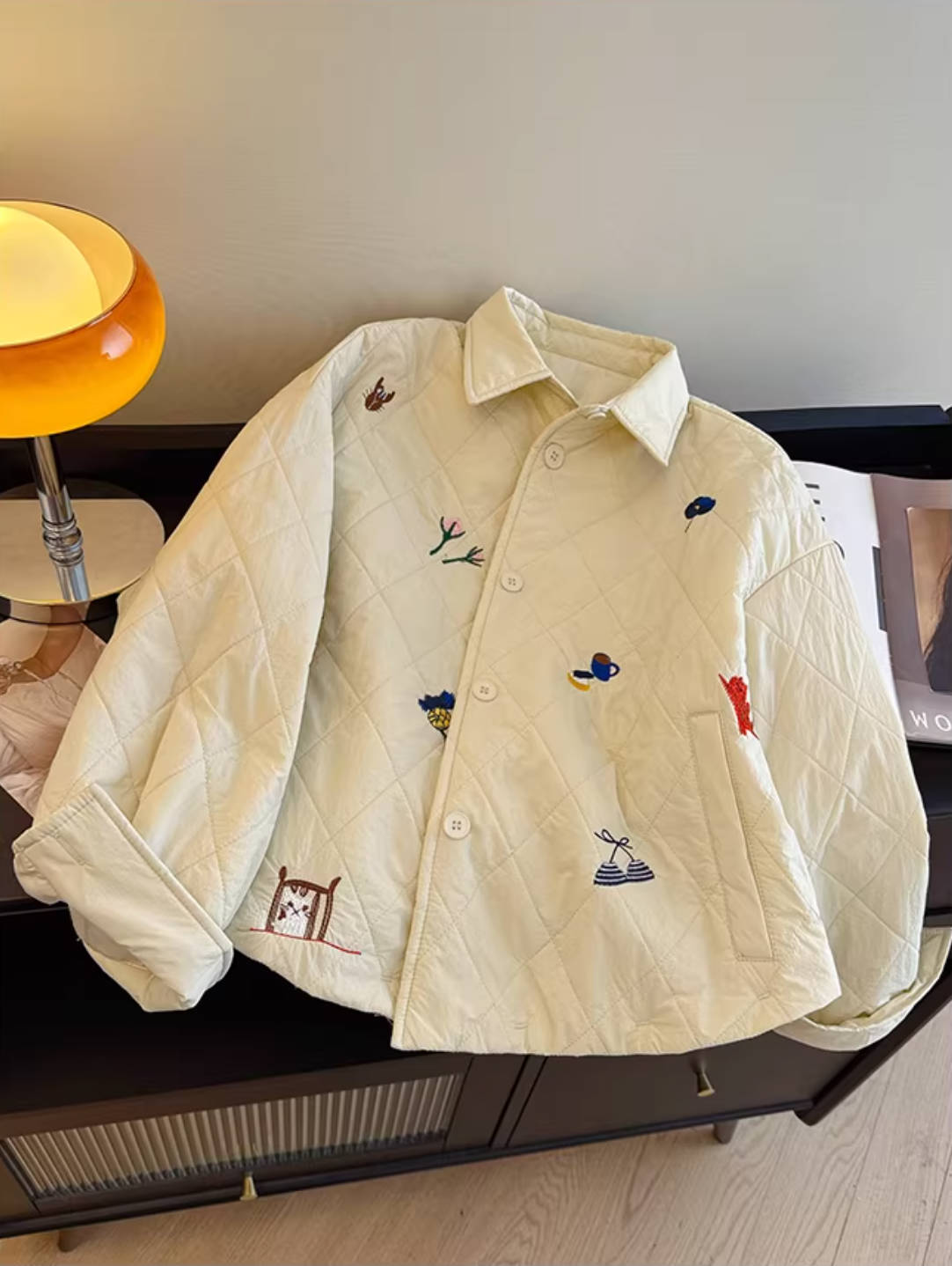 Fashion Cotton Cute Warm Embroidered Cotton-In Casual Coat