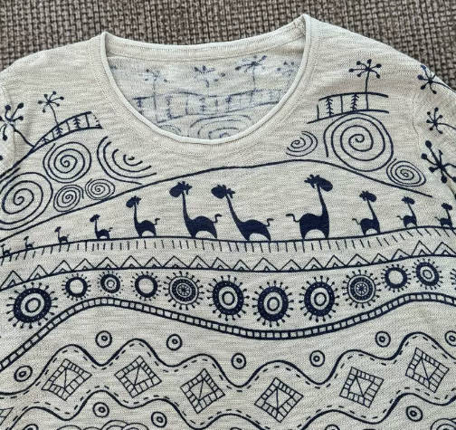 Women Camel Print Round Neck Casual Loose Fit Thin Long-Sleeve T-Shirt