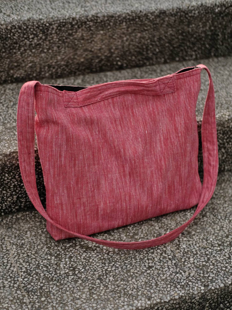 Solid Color Linen Cotton Handheld Crossbody Versatile Bag