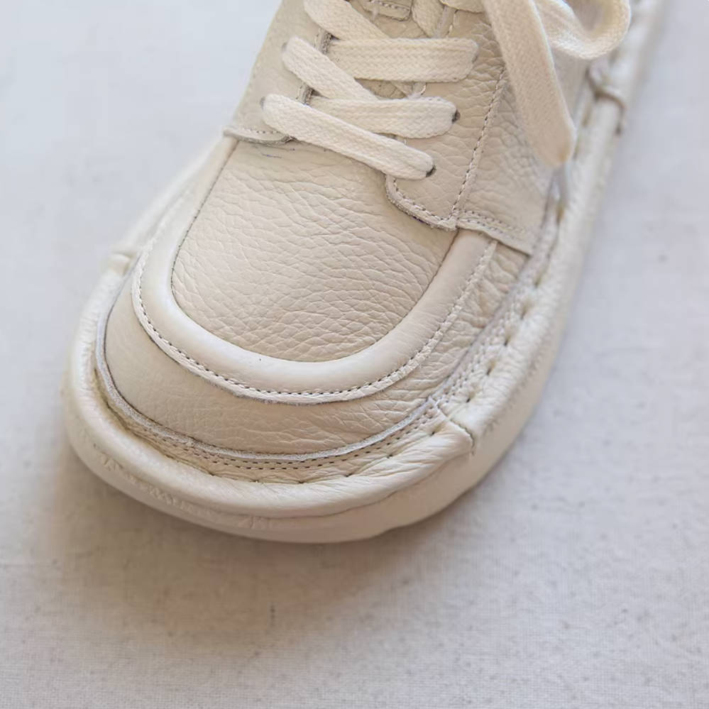 Wide Toe Retro Leather Thick Soft Sole Platform Lace-Up Shoes