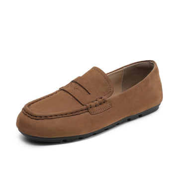 Spring Leather Sueded Solid Color Slim Casual Slip-On Loafers