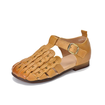 Summer Round Toe Hallow Vintage One Straped Soft Flat Sole Shoes