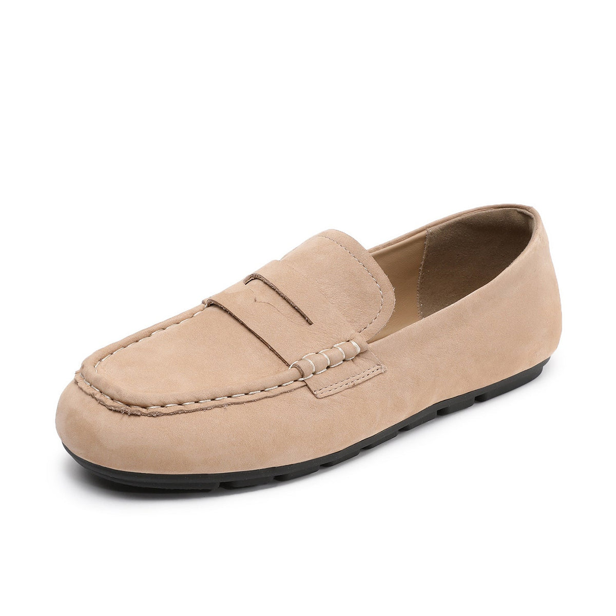 Spring Leather Sueded Solid Color Slim Casual Slip-On Loafers