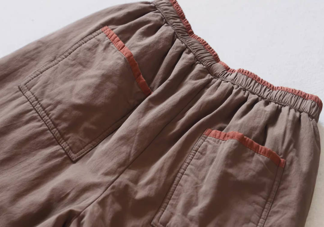 Winter Cotton Versatile Patchwork Thick Cotton-In Elastic Wiast Pants
