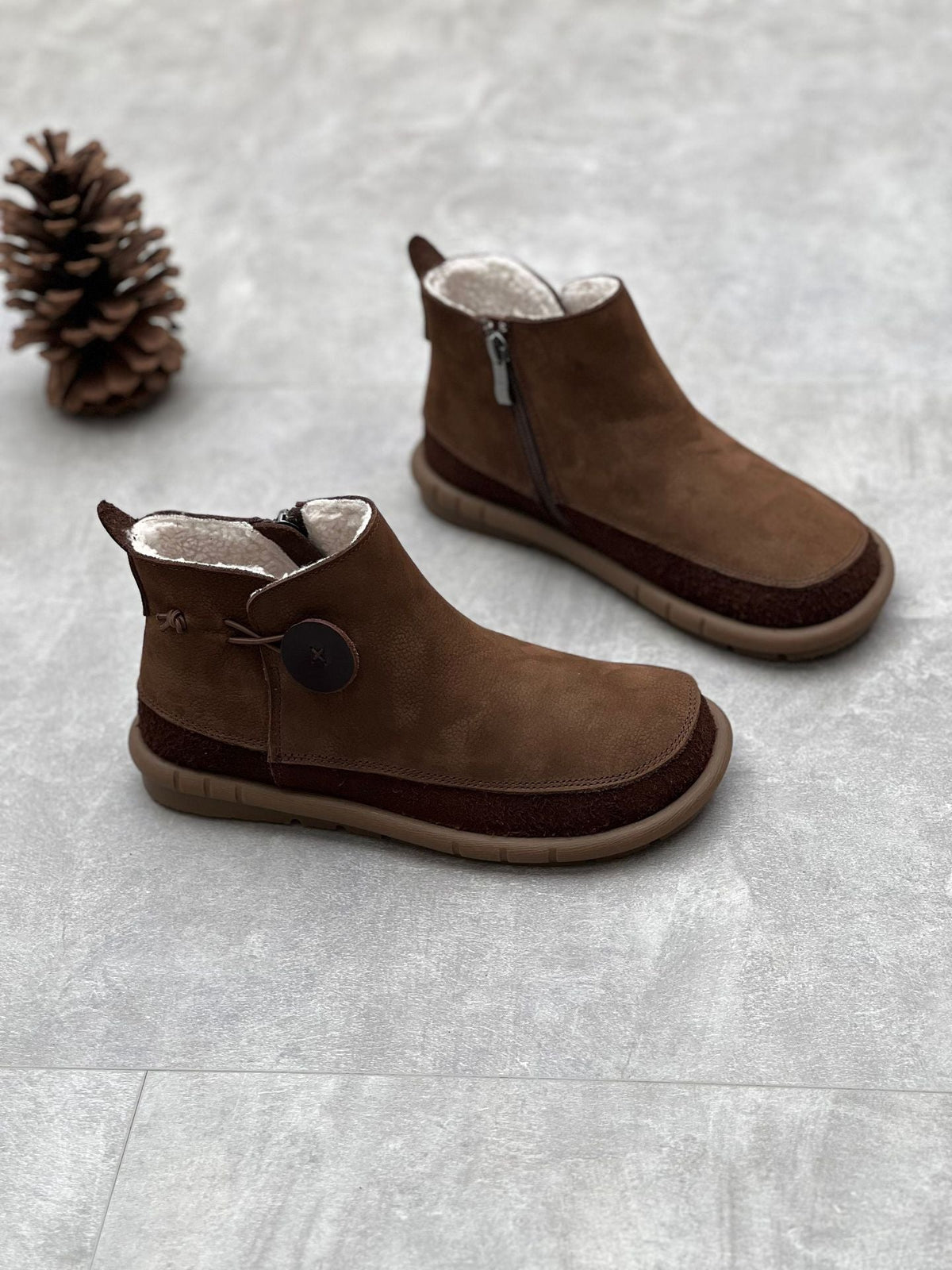 Retro Sueded Leather Casual Flat Soft Sole Zipper Ankle Boots