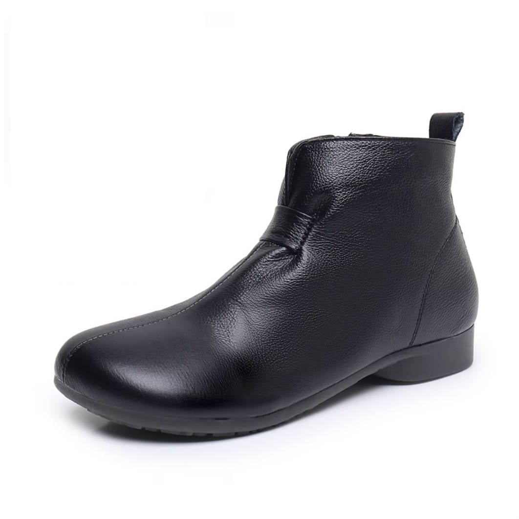Retro Leather Warm Soft Flat Sole Warm Comfortable Ankle Boots