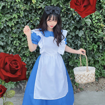 Alice In Wonderland Lolita Cosplay Maid Dress Halloween Costume