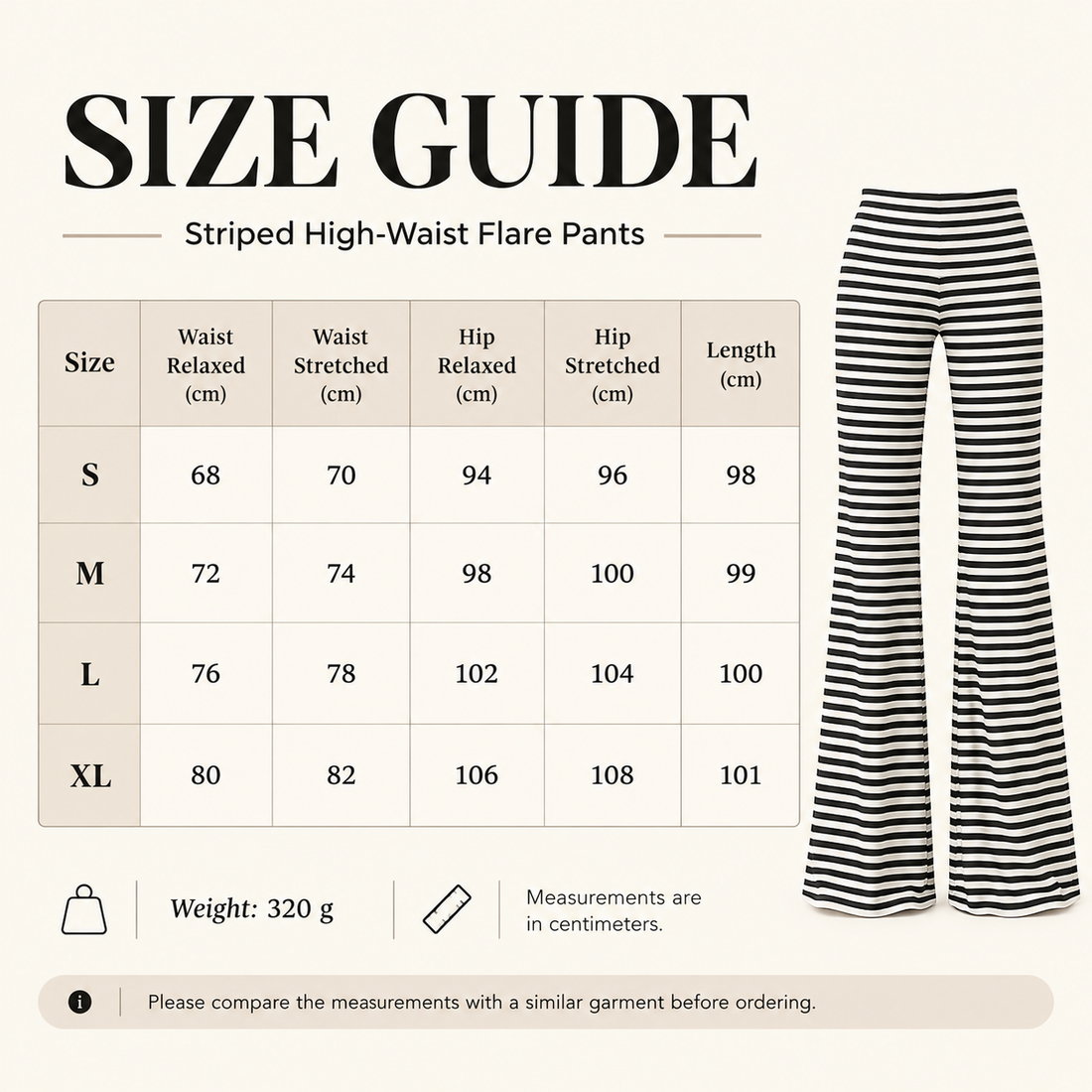 STRIPED BODYCON FRESH FASHION HIGH WAIST BELL-BOTTOM PANTS