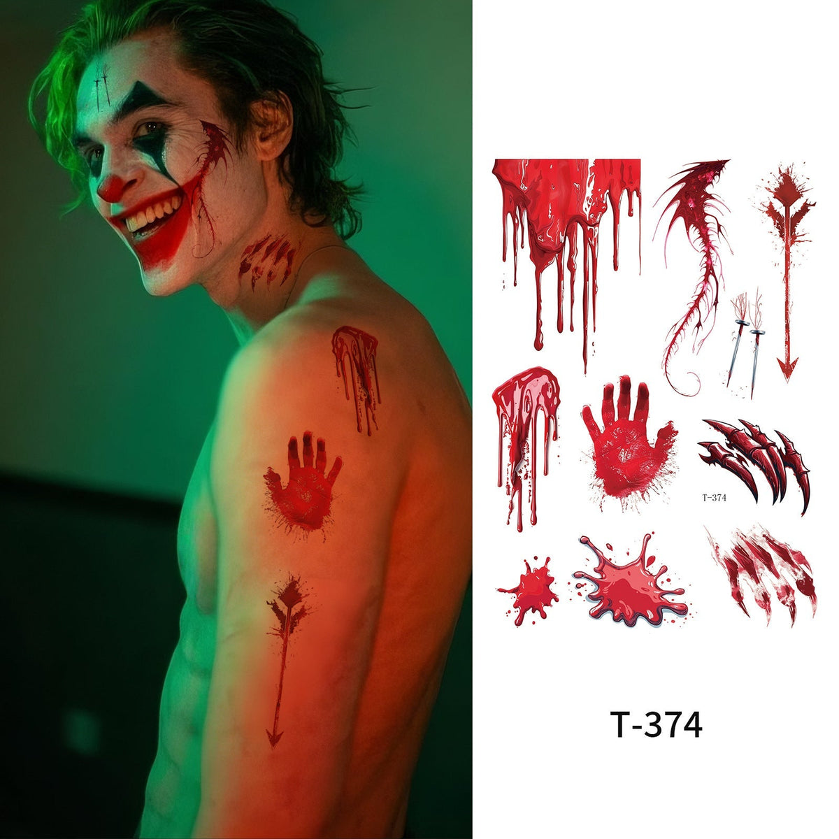 Halloween Joker Face Tattoo Sticker For Girls Party