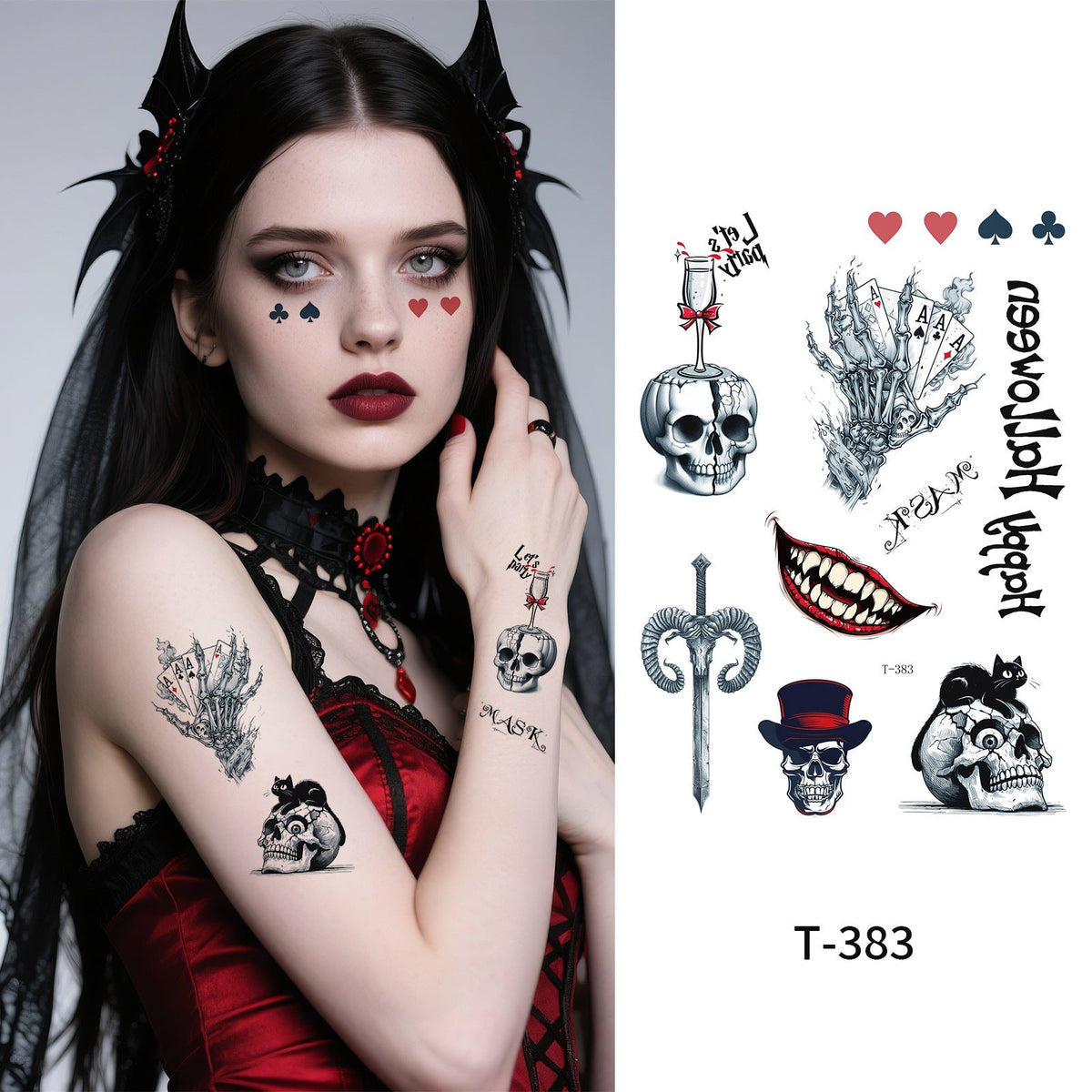 Halloween Joker Face Tattoo Sticker For Girls Party