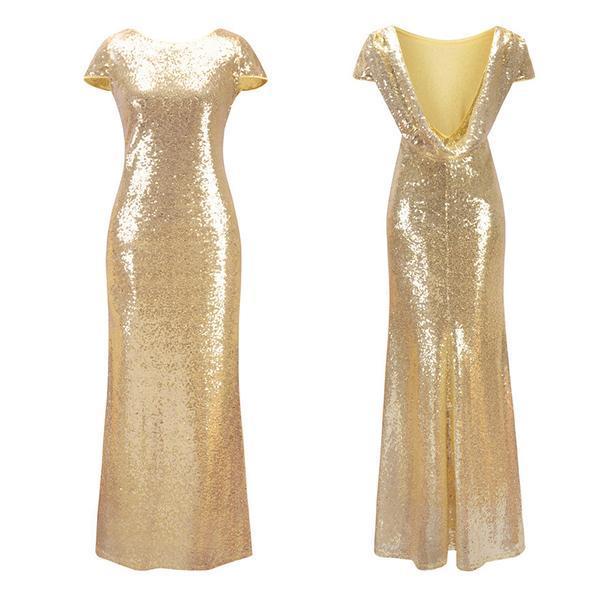 Sequin Backless Bridesmaid Dress