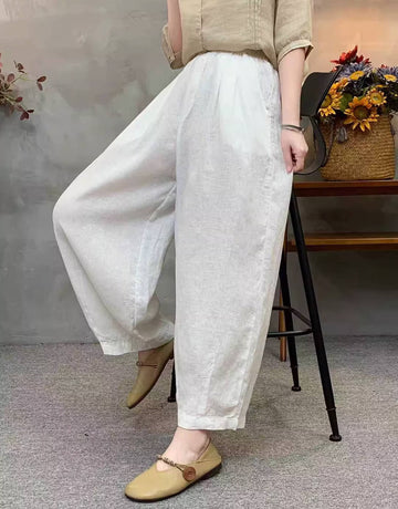 Comfortable Retro Linen Elastic Waist Slim Loose Harem Pants