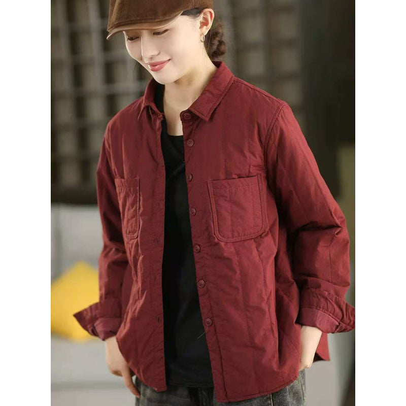 Winter Retro Cotton Thick Versatile Loose Warm Shirt Coat