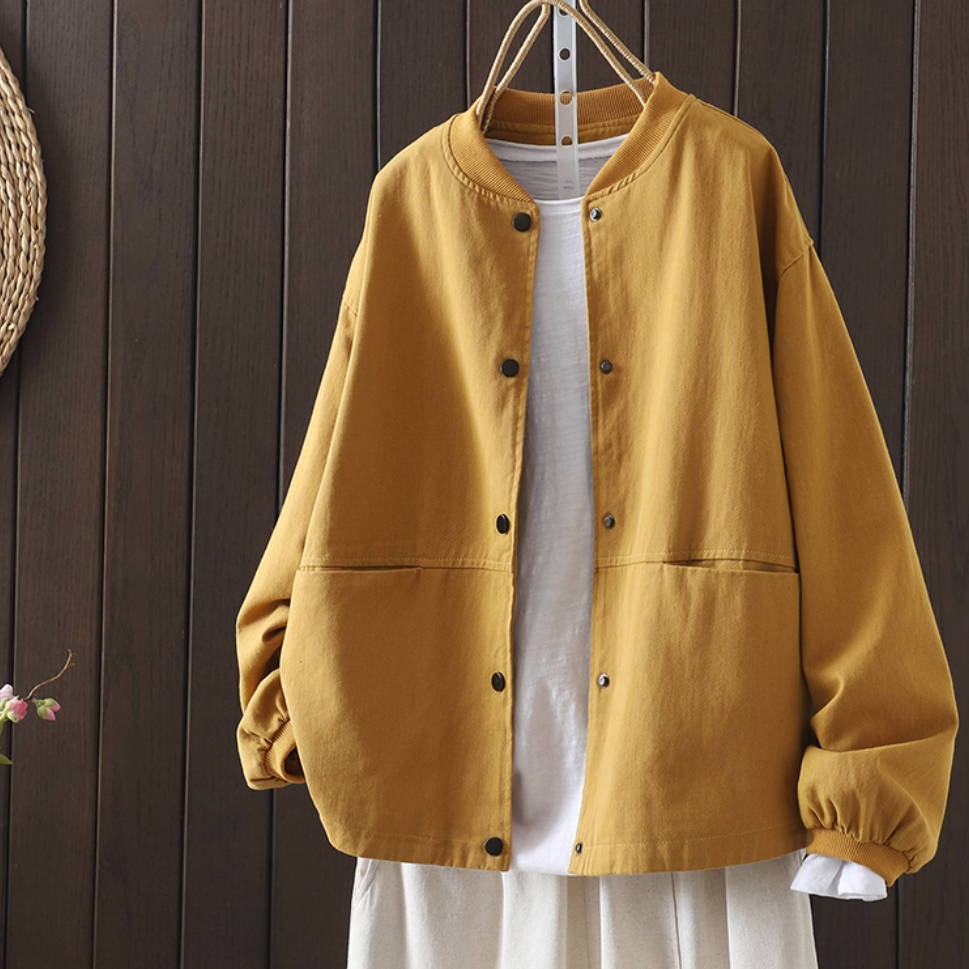 Fashionable Denim Stand Collar Plus Size Jacket Coat
