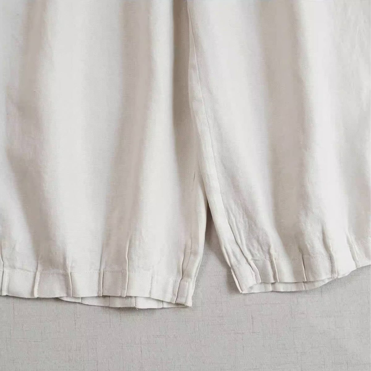 Spring Linen Patchwork Casual Everyday Elastic Waist Wide Legs Pants