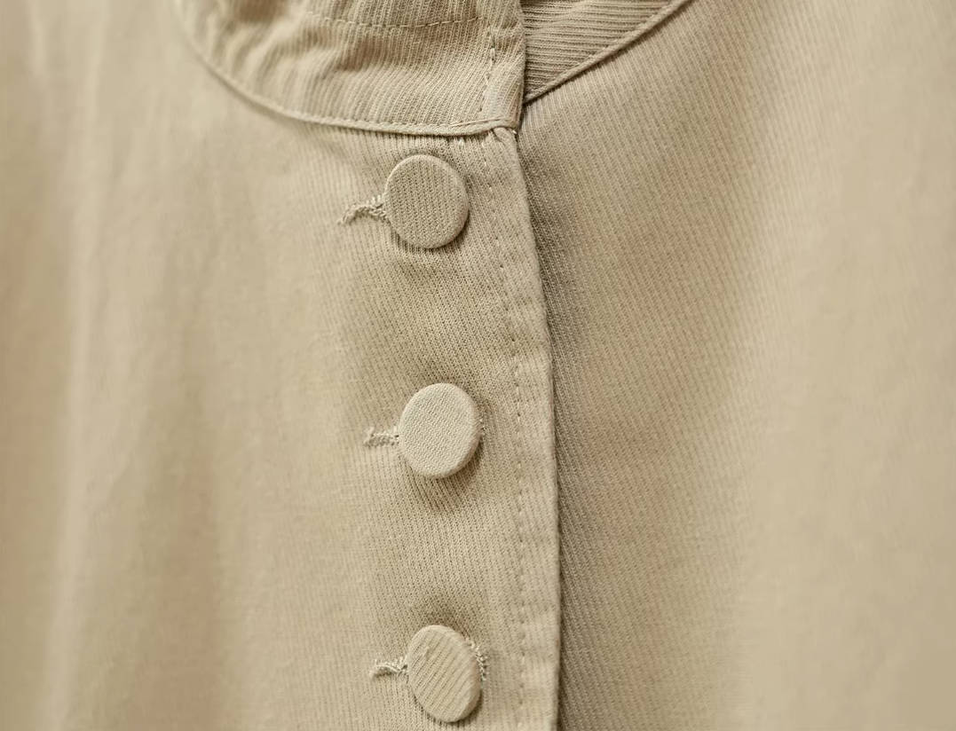 Spring Cotton Round Neck Solid Color Single-Breasted Jacket