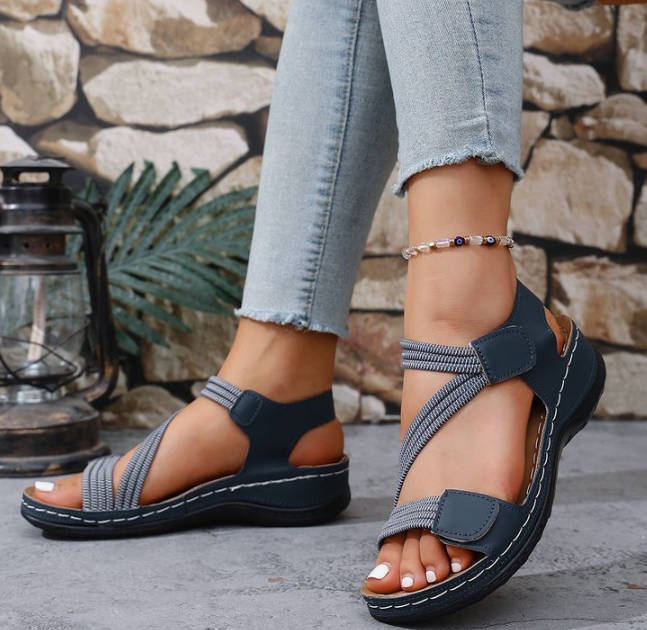 Casual Women Open Toe Magic Tape Soft Roman Sandals