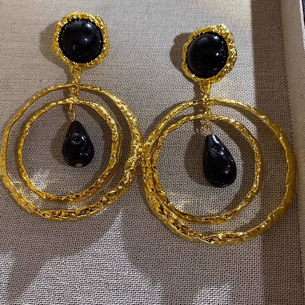 Retro Women Oversized Gold Circle Alloy Elegant Earrings