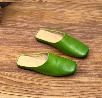 Retro Casual Top Genuine Leather Square Toe Sandals
