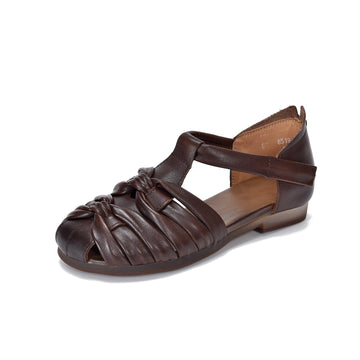 Summer Leather Stylish Cut Out One Straped Soft Flat Sole Sandals