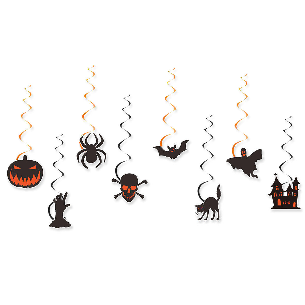Halloween Party Decorations Black Orange Bats Flags Streamers Balloons Set