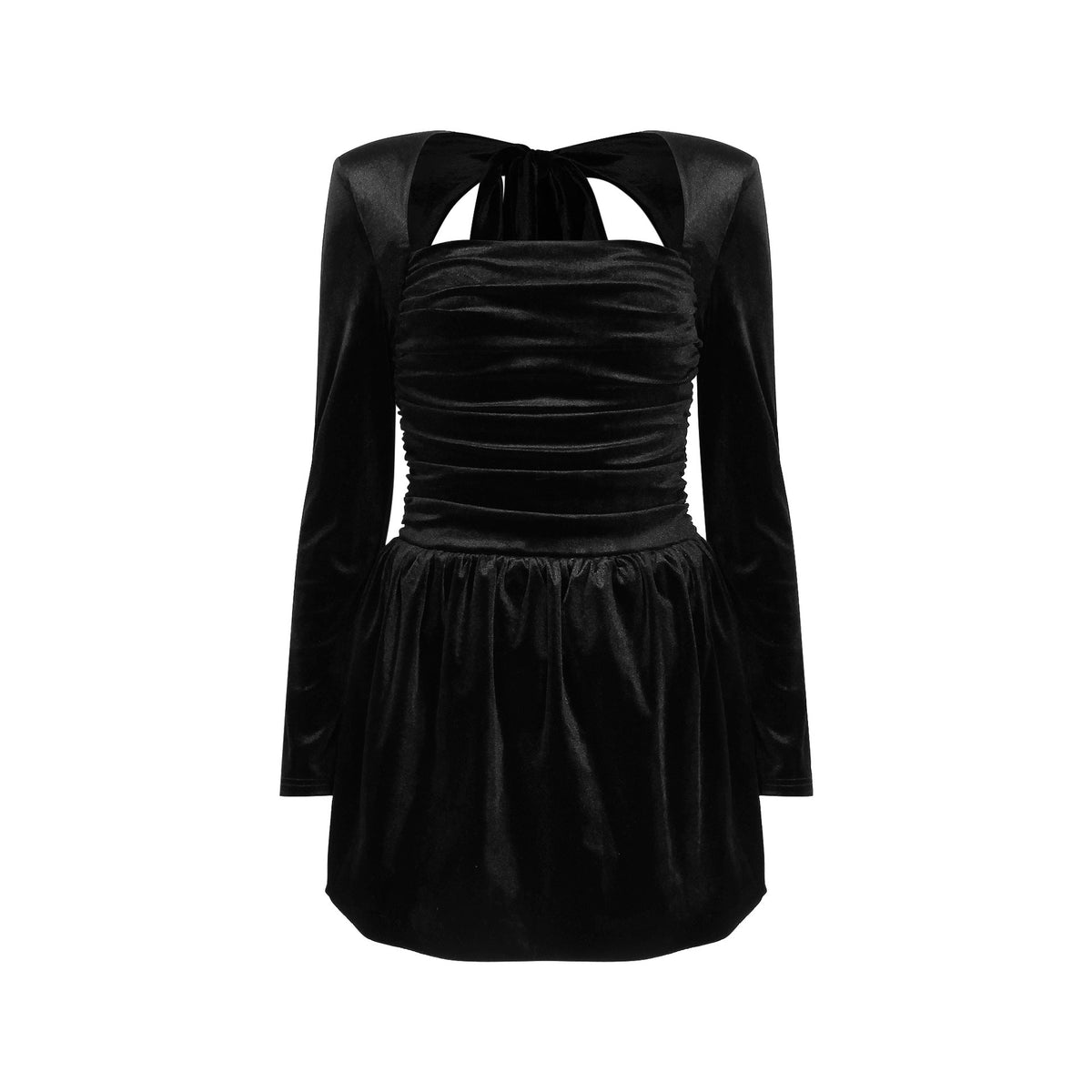 Women's Velvet Long Sleeve Square Neck Backless Dress For Christmas Party