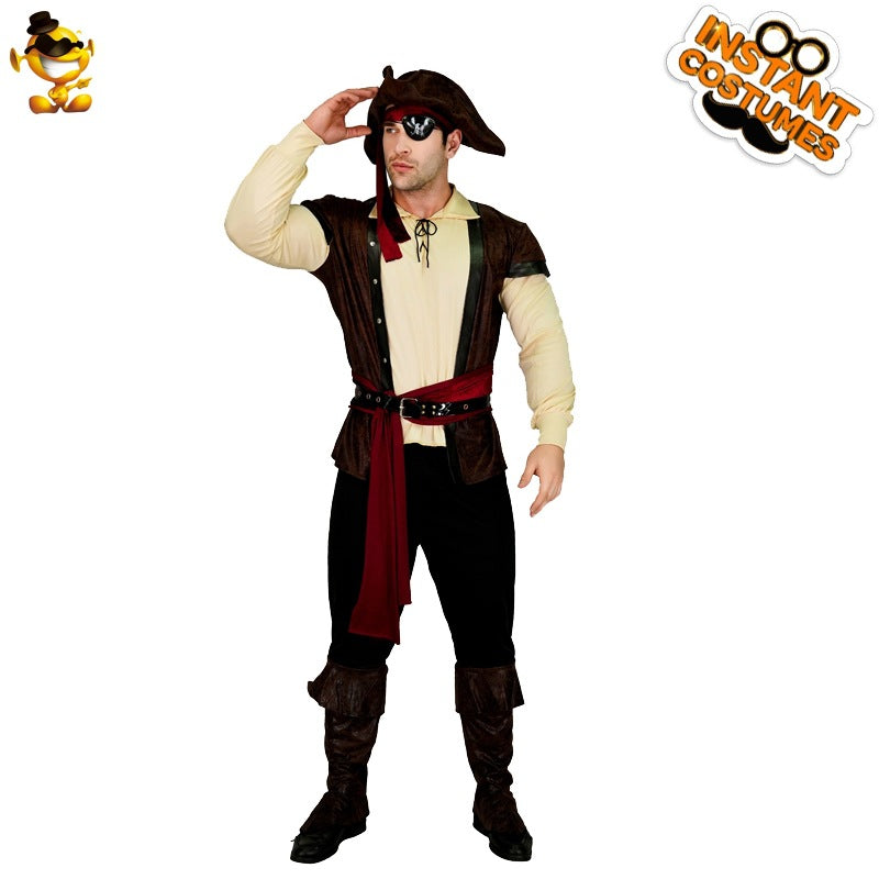 Adult Men's Leather Pirate Costume For Halloween Cosplay