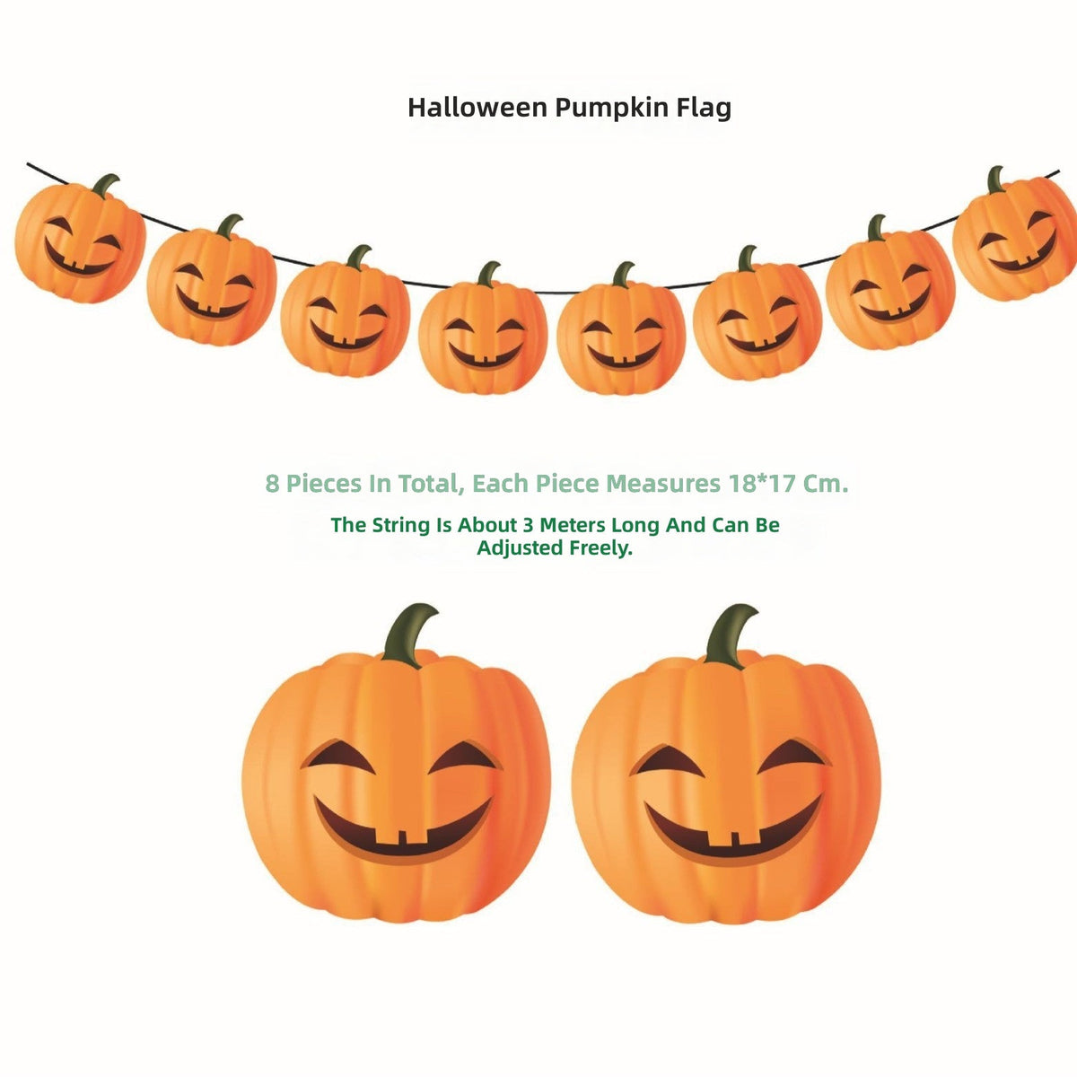 Halloween Party Pumpkin Head Banner Decorations