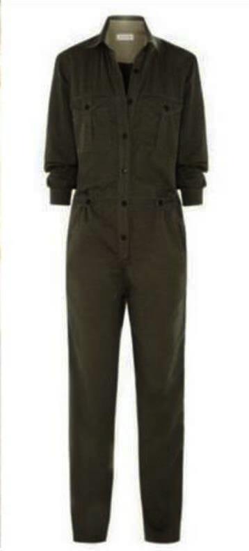 PURE COLOR BUTTON V-NECK LONG SLEEVES KNEE-LENGTH JUMPSUIT