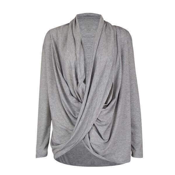 Women's Irregular V-Neck Long Sleeve Blouse