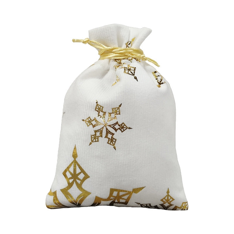 Christmas Drawstring Gift Bag Gold Foil
