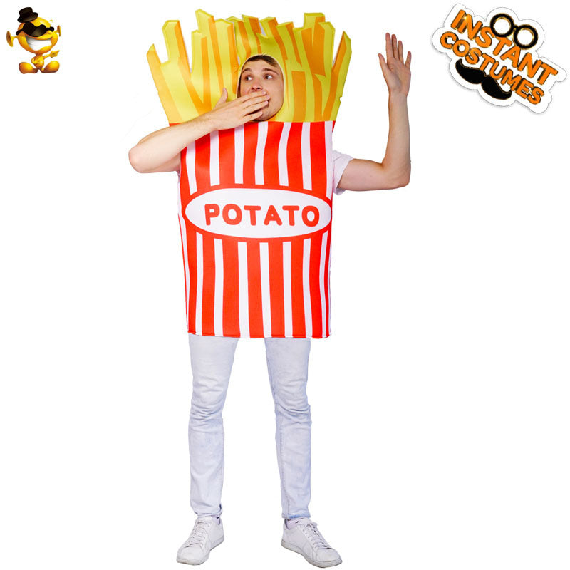 Adult French Fries Costume Halloween Cosplay Role Play Outfit