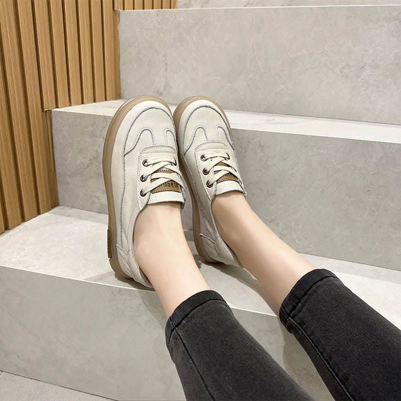 Genuine Leather Round Toe Shallow Casual Comfortable Flat Shoes