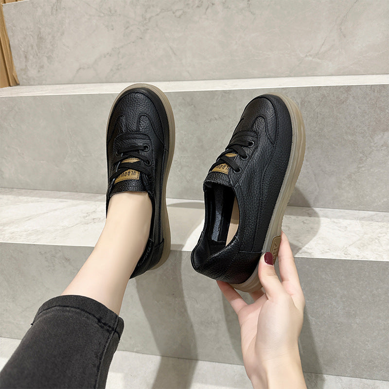 Genuine Leather Round Toe Shallow Casual Comfortable Flat Shoes